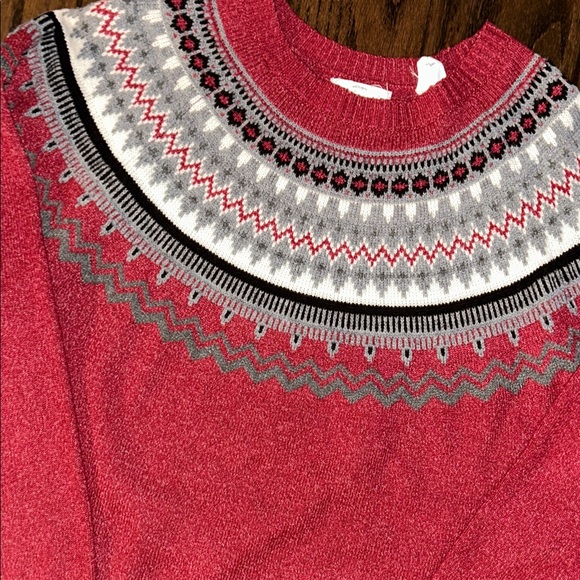 Vintage Red and Gray Women's Sweater - Picture 2 of 4